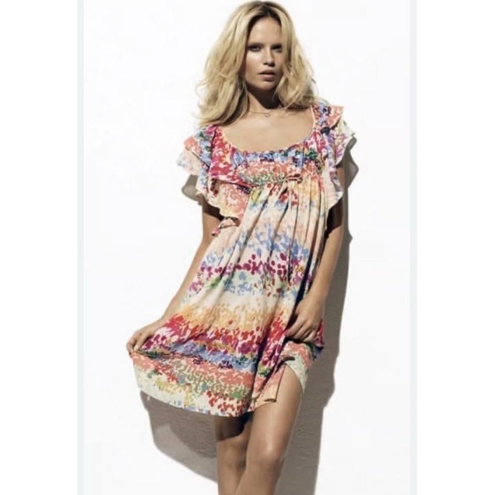 New H&M Garden Collection Floral‎ Elastic Waist Tie Dress US 10/EUR 40